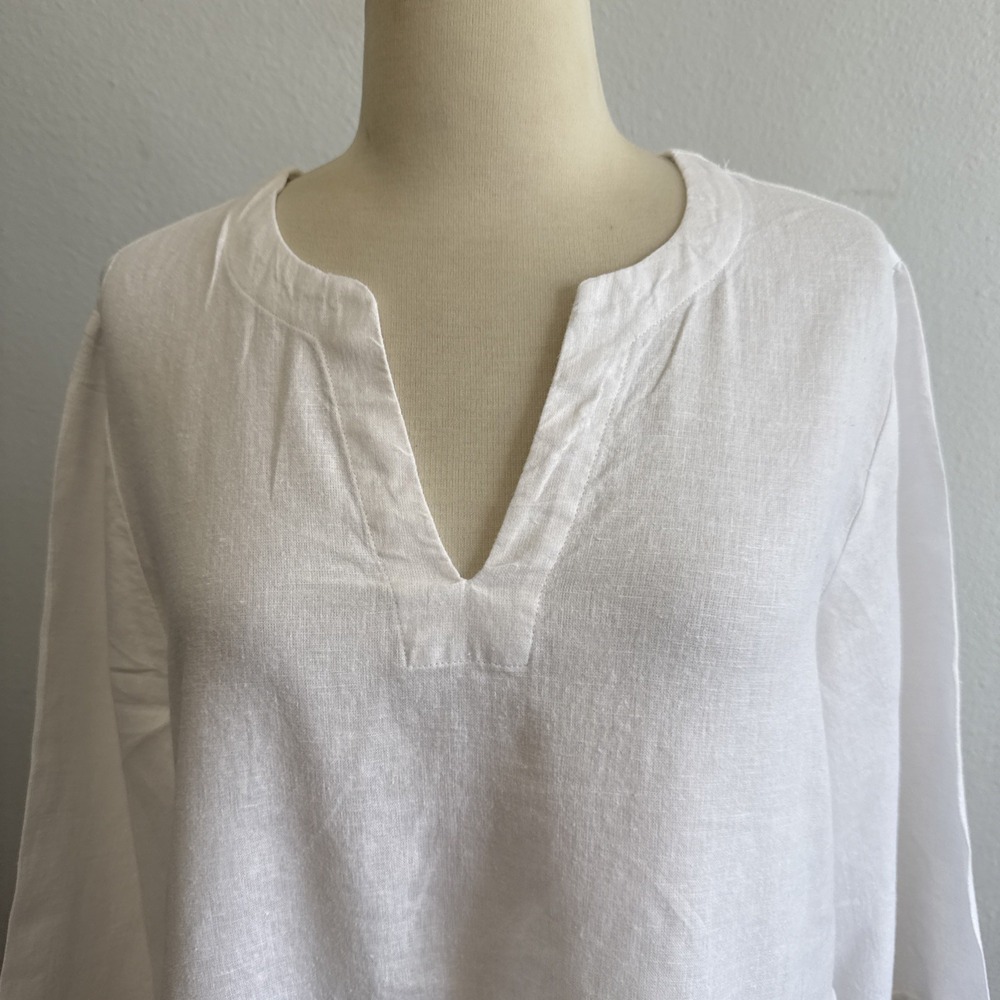 Lands End Tunic Top M Linen Blend Coastal Beachy Minimalist Langenlook - Picture 3 of 12